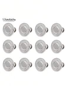 4/6/8/12 套 17 毫米裤子纽扣，宽松牛仔裤用牛仔纽扣别针，可调节牛仔裤纽扣，可重复使用且可调节的金属裤子纽扣紧器