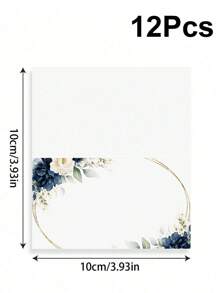 24pcs Floral Pink & Green Themed Foldable Wedding Place Cards, Suitable For Wedding Reception, Party, Birthday, Can Be Written On