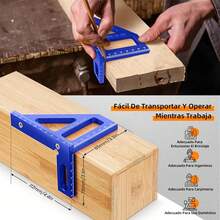 Regla triangular de inglete de aleación de aluminio de 45/90 grados,Regla de medición multiángulo 3D,transportador cuadrado de carpintería,herramienta de medición para ingeniero carpintero - Azul - Ver 6