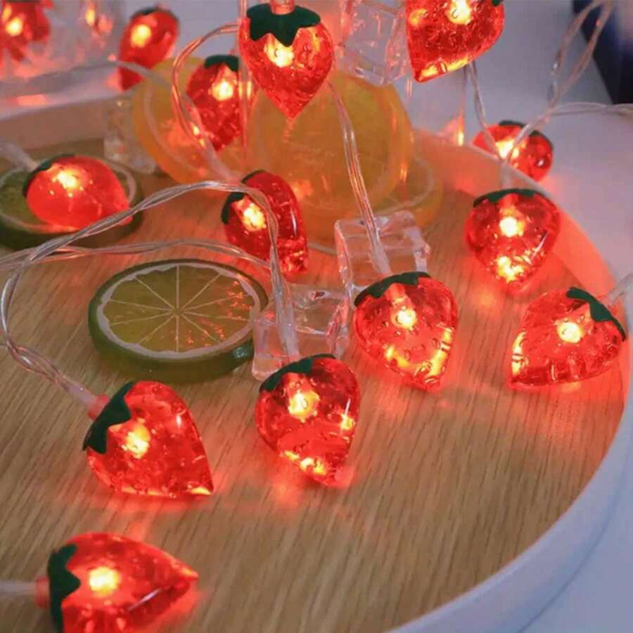 1 String Of Strawberry Light Strings Is Perfect For Weddings, Dining Tables, Living Rooms, Room Decor - Battery Powered (Battery Not Included) Is Perfect For Holiday Gifts - Strawberry Light String Battery Box - View 1