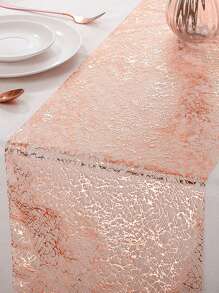1 pieza Decoración de fiesta elegante estilo francés Camino de mesa desechable con estampado en hoja de oro, de vuelta al colegio Día de San Valentín