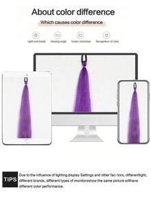 2 PCS Purple Ponytail Extension With Elastic Tie Straight Sleek Wrap Around Braid Ponytail 28 Inch For Kids - Purple - View 7