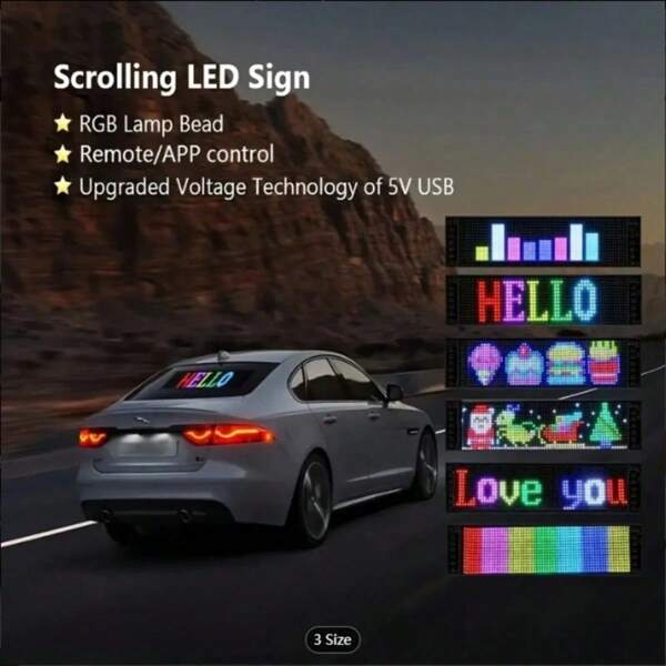 1PC Programmable LED Sign, Pre-Made Animation And Customizable Text, APP Controlled Scrolling LED Sign, Customized, Graffiti Flexible LED Matrix Panel For Cars, Stores