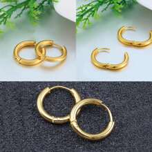 4 pares de pendientes de aro tipo "huggie" de acero inoxidable quirúrgico 316L de 6mm, 8mm, 10mm y 12mm, hipoalergénicos, para cartílago, hélix y lóbulos, tipo bisagra, para hombres y mujeres