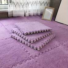 24pcs Anti-Slip Interlocking Thick Carpet Tile, Soft Plush Solid Color Interlocking Floor Mat, Dirt-Resistant Household