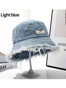 1 件女士街头金属装饰磨损帽檐休闲渔夫帽，百搭男女通用防晒渔夫帽，适合日常穿着、户外、旅行、海滩、所有季节 - 彩色 - 查看 10