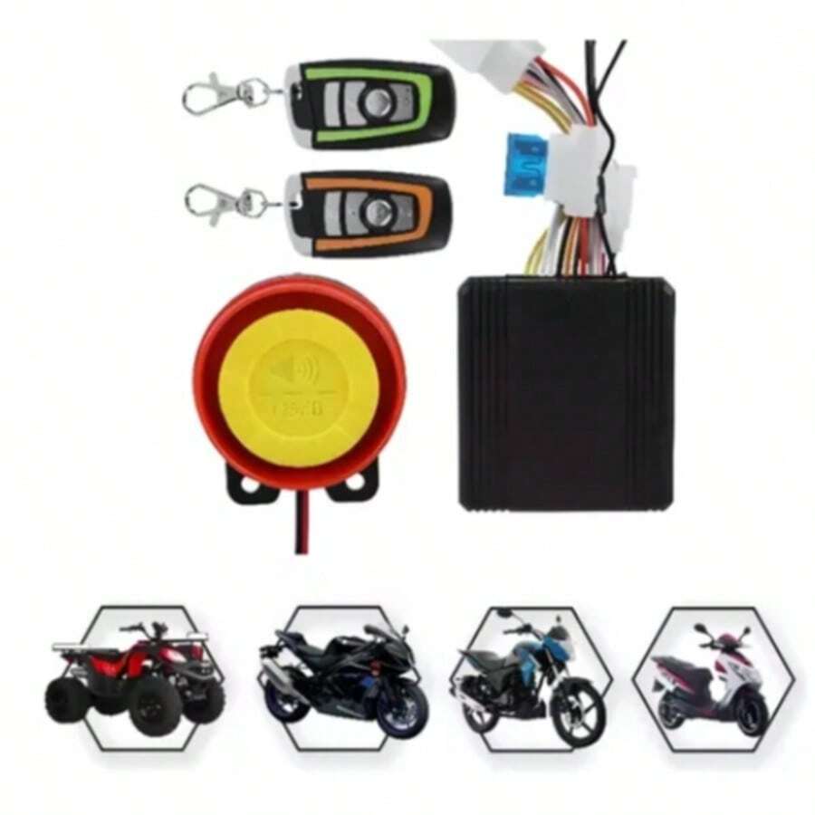 Motorcycle And Bicycle Anti-Theft Alarm With Smart Wireless Remote Control, Super Loud Alarm Sound, Convenient One-Click Operation - Black - View 1