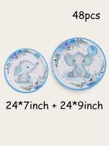 24/12 piezas, platos de papel desechables, platos de papel con diseño de elefante/elefante bebé, platos para comida, tema de elefante bebé/globo, platos de papel de 7 pulgadas, platos de papel de 9 pulgadas, accesorios para fiestas, decoraciones, para usar en fiestas, barbacoas, picnics, celebraciones, fiestas, campamentos, regalos para mamá, fiestas temáticas de cumpleaños y juegos de comida, pañuelos, vasos de papel, decoración del hogar, suministros para fiestas, bandejas, platos para postre, tartas de cumpleaños