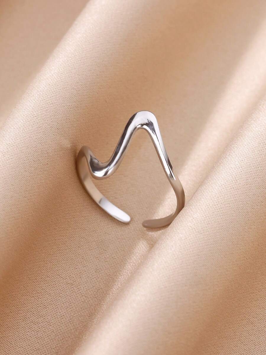 1pc Simple & Fashionable Asymmetrical Shape Stainless Steel Open Ring For Daily Wear (Unisex)