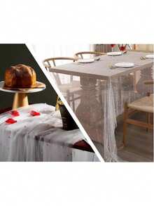 1 pieza de tul de perlas, decoración de velo de boda, tela de pared y mantel de decoración para fiesta de boda - Multicolor - Ver 7