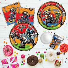 Dirt Bike Birthday Decorations Tableware - Motorcycle Party Supplies, Paper Dinner Plate, Cup, Napkin Motocross Dirt Bike Birthday Party Decorations Dinnerware | Serve 10