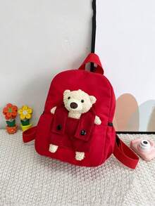Customized Bags With Personalized Names Or Holiday Messages. Customize Your Own Backpack, Mini Cartoon Casual Cute Teddy Bear Backpack School Bag, You Can Write Names, Letters, Lucky Numbers, Etc., Perfect For Daily Adaptation To School, Dance Classes, Travel, Birthday Gifts Friends And Daughters. Unforgettable. Packaging, Christmas Gifts, New Year Other Prints Placed Randomly. - Bear Backpack - View 5