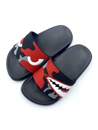 1 Pair Children Cartoon PVC Non-Slip Flat Slippers, Suitable For Indoor & Outdoor, Home, Bathroom, Summer