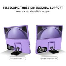 Hadaasi 1 ốp bảo vệ, màu tím, có thể gập lại, chân đế 3D điều chỉnh được, bảo vệ ống kính, trục xoay ẩn có thể thu gọn, lớp vỏ bảo vệ mờ dạng lật, chống bám vân tay, trọng lượng nhẹ, chống sốc toàn thân, tương thích với Samsung Galaxy Z Flip7/Z Flip 6/Z Flip 5/Z Flip 4/Z Flip 3/Z Fold 7/Z Fold 6/Z Fold 5/Z Fold4/ZFold3 - Màu tím - Xem 4