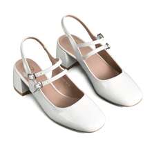 WEIDE Sandalias Elegantes para Dama, Zapatos de Tacón Cómodos y de Moda, con Diseño de Doble Hebilla - Beis - Ver 8