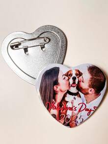 Custom Pins, Badges, Photo Pins, Heart-Shaped Pins In 1/3/5/10/30/50/100/200 Pcs; Gifts For Valentine's Day, Mother's Day, Personalized Heart-Shaped Pins, Graduation Gifts, Wedding Gifts, Christmas Gifts, Halloween Gifts, Custom Lover's Photo Heart-Shaped Badges, Custom Heart-Shaped Pins, Design Your Own Personalized Pins And Badges - Heart Style1 - View 3