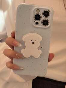 狗狗1件蓝色背景墨迹+韩国ins卡通可爱手机支架保护硬壳适用于苹果/荣耀/防水防震防摔防刮 - 彩色 - 查看 3