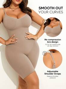 Plus Size Women's Adjustable Strap Compression Full Body Shaper - Apricot - View 5