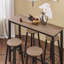 SoBuy OGT22-WN, Bar Set-1 Bar Table And 4 Stools, Home Kitchen Breakfast Bar Set Furniture Dining Set - Black - View 3