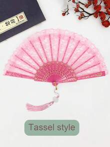 6件/5件/2件/1件 歐式復古蕾絲邊摺疊花形扇子附流蘇，適用於舞蹈表演、拍照道具、派對、聚會、春夏季節。可用作送給朋友、家人、同事和商業夥伴的節日禮物，或作為派對伴手禮、促銷禮品或萬聖節禮物。 - 黑色 - 查看 18