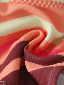 女士沙滩装夏季度假装，几何条纹印花比基尼泳装沙滩装多用途时尚泳衣 - 彩色 - 查看 8