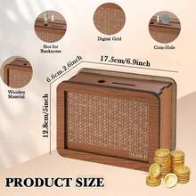 10000美元木制存钱罐，带计数器，现金储蓄罐，硬币计数器存钱罐，木制存钱罐，建立应急基金、生日和毕业的最佳礼物。 - 彩色 - 查看 7