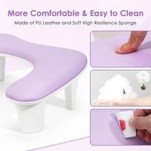 Arm Rest For Nails Tech,Height-Adjustable U Shaped Manicure Nail Arm Rest,Big Microfiber PU Leather Hand Rest For Nails Tech, Professional Salon Manicure Arm Rest Cushion - 紫色 - 查看 6