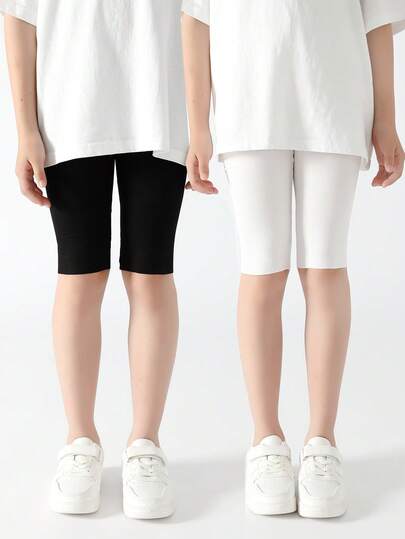 1/2 件儿童凉爽柔软透气 3/4 紧身裤，适合春夏季日常穿着