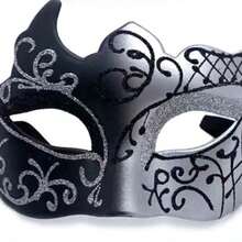 2pcs Party Bar Masquerade Half Face Mask Eyeshade Men Painted Spray Mask, Random Color & Style For Men & Women - Multicolor - View 6