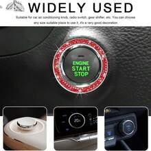 Pegatina/Calcomanía con botón de arranque del motor adornado con cristales y diamantes, accesorios brillantes para el interior del automóvil, anillo decorativo para la llave de encendido - Rosa - Ver 12
