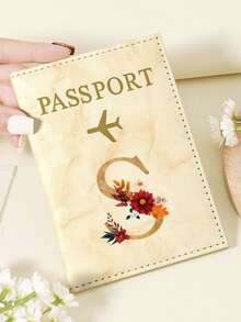 1pc A-Z 26 Letters Fashionable Letter Print Stylish Burgundy Passport Cover, Premium PU Leather Passport Wallet With Multi-Card Pockets For Credit Cards, Boarding Passes, And IDs, Compact And Portable Travel Essentials Organizer For Women, Men Graduation - Pink - View 49