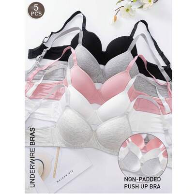 5 pezzi Reggiseni con ferretto, reggiseni sexy e comodi push-up - senza imbottitura, bretelle regolabili