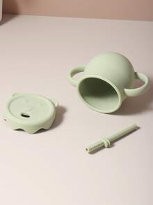 1pc Personalized Silicone 250ml Baby Bear Sippy Cup With Handles, Children's Milk And Water Drinking Cup Spill-Proof Dinnerware - Multicolor - View 4