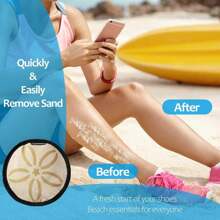 1 pieza Removedor de arena para playa, bolsa removedora de arena fácil de limpiar, con llavero, bolsa para polvo de playa, cepillo removedor de arena, tamiz de arena, material suave y amigable con la piel, herramientas de limpieza de playa inodoras, bolsa impermeable, guantes para limpiar arena, suministros para vacaciones en la playa, artículo esencial para viajes a la playa, para toda la familia en vacaciones de camping