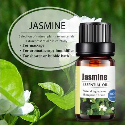 1 botella de Aceite Esencial de Jazmín Aromático KANHO de 10ml 0.33fl.Oz, con ingredientes naturales, selección de materias primas vegetales naturales, para agregar fragancia a difusores y humidificadores, regalo para amigos KH-025