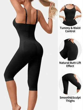 Seamless One-Piece Women's Shapewear Bodysuit With 3/4 Length Pants