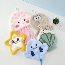 1pc/5pcs Cartoon Ocean Series Hand Towels, Cute Absorbent Thick Soft Children Hand Towels For Kitchen, Bathroom