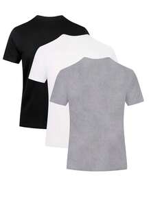 Men's Plain Basic Crew Neck Short Sleeve T-Shirt, Casual Everyday Wear - Multicolor - View 3