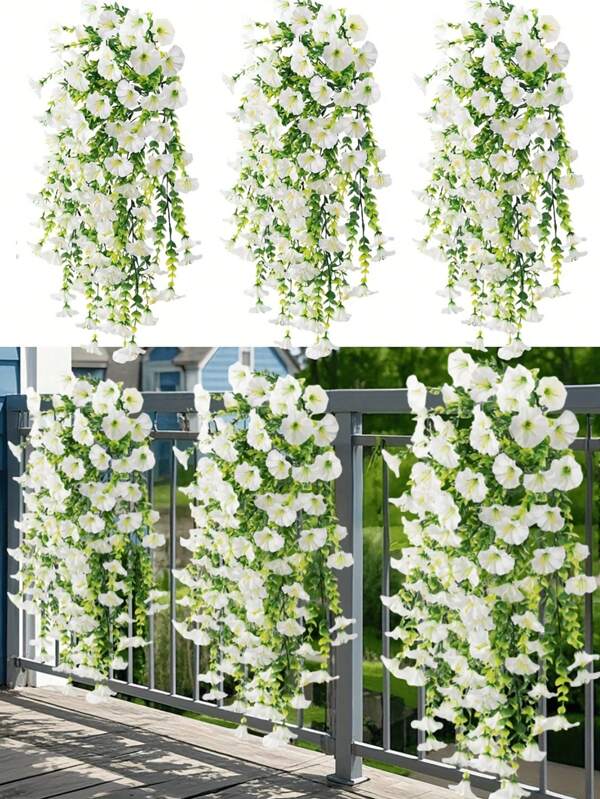 1/4 pezzi, 75 cm Fiori artificiali appesi, glicine misto e foglie di eucalipto, resistenti ai raggi UV, realistici, senza contenitore, per San Valentino, Natale, Ognissanti, Ringraziamento, Festa della Mamma, decorazione primaverile, per vari ambienti interni ed esterni, casa, ufficio, giardino, decorazione autunnale-invernale, decorazioni per Capodanno