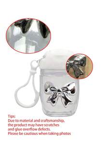 Botella vacía de 30 ml con tapa blanca transparente para desinfectante de manos, con lazo plateado, con gancho para llavero, tapa blanca abatible, reutilizable y recargable, envase cosmético apto para champú, gel de ducha, loción para el cuidado de la piel, agua de cuidado de la piel, loción corporal, excelente regalo para cumpleaños, aniversarios y viajes para mujeres, madres, maestros, amigos, estudiantes, artículos esenciales para el hogar y los viajes, regalos del Día de la Madre.