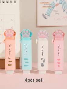 1 cục tẩy hình bàn chân mèo dễ thương, thích hợp để làm sạch bút chì, ít bụi, dạng bấm, dụng cụ sửa lỗi cho văn phòng và trường học, vật dụng cần thiết cho năm học mới. - Hồng - Xem 18