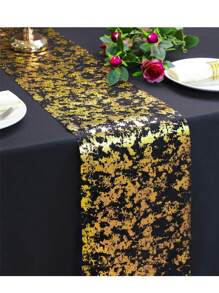 Goldfarbener Tischläufer, paillettenverzierter glitzernder Metallfolientisch-Läufer, goldene Tischdekoration für Tischsets, Hochzeitsdekoration, Veranstaltungen, Geburtstagsfeste, Weihnachten, Blumensträuße, Geschenkverpackungen