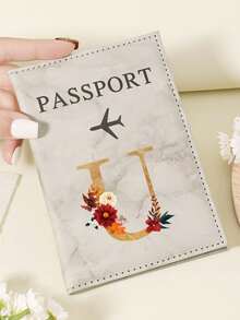 1pc A-Z 26 Letters Fashionable Letter Print Stylish Burgundy Passport Cover, Premium PU Leather Passport Wallet With Multi-Card Pockets For Credit Cards, Boarding Passes, And IDs, Compact And Portable Travel Essentials Organizer For Women, Men Graduation - Pink - View 134