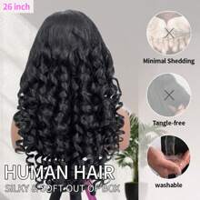 WALSDI 13x4 HD Water Wave HD Lace Front Wigs 30 32 34 36 Inch Long Ear To Ear Human Hair Pre Plucked With Baby Hair 180 Density Glueless Transparent HD Lace Frontal Blended Human Hair With Fiber Wigs For Women Natural Black Color Glueless Human Hair Wig Side Middle Free Parting Wig Wet And Wavy Deep Curly Wigs 10-14inch Bob Wig