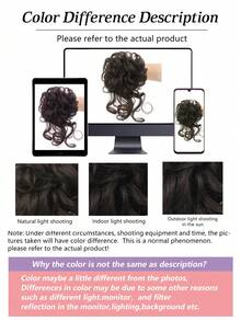 Synthetic Messy Chignon Fake Hair Circle Hair Bun Extensions Scrunchy Black Wig Curly Hair With Tail For Women Girl Hairpieces, Hair Accessories