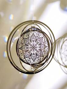 1 pièce Carillon rotatif en acier inoxydable avec motif mandala 3D pour la décoration de jardin en extérieur