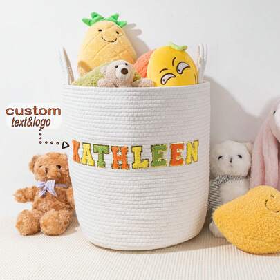 Cesta de ropa sucia personalizada y personalizada, cesta de lavandería plegable de cuerda trenzada a mano para baño, sala de estar, cocina, con gran capacidad para ropa, juguetes y varios, con asa, para uso doméstico