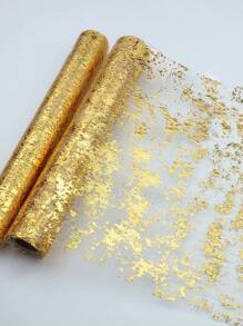 Goldfarbener Tischläufer, paillettenverzierter glitzernder Metallfolientisch-Läufer, goldene Tischdekoration für Tischsets, Hochzeitsdekoration, Veranstaltungen, Geburtstagsfeste, Weihnachten, Blumensträuße, Geschenkverpackungen