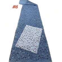 African Nigerian Tulle Beaded Mesh Lace Fabrics 2025 High Quality Embroidery French Sequins Net Lace Fabric For Party Dress Sewing