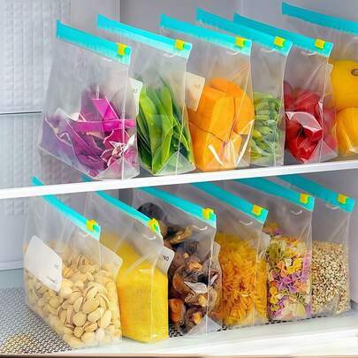 40pcs Reusable Ziplock Food Storage Bags - Resealable Airtight Seal Bags, Portion Bags, Ideal For Fruits, Vegetables, Grains And Meats - Perfect For Fridge Organization, Birthday Parties, Weddings, Hotels, Schools, Back To School, Christmas, Halloween And More - Microwave Friendly, 40/20pcs, Halloween Gifts